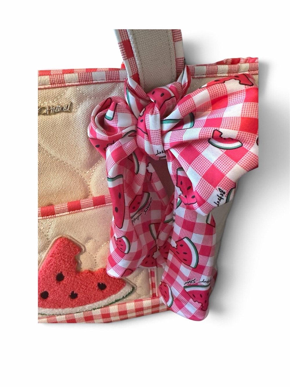 Betsey Johnson Watermelon Gingham Quilted Tote + Pouch Set ππ - Picture 6 of 10